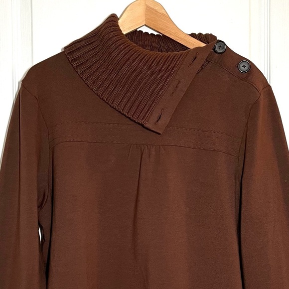 Old Navy Sweaters - Old Navy SoSoft Brown Ribbed Cowl Neck Sweater Elbow Patchwork Chunky Preppy Y2K
